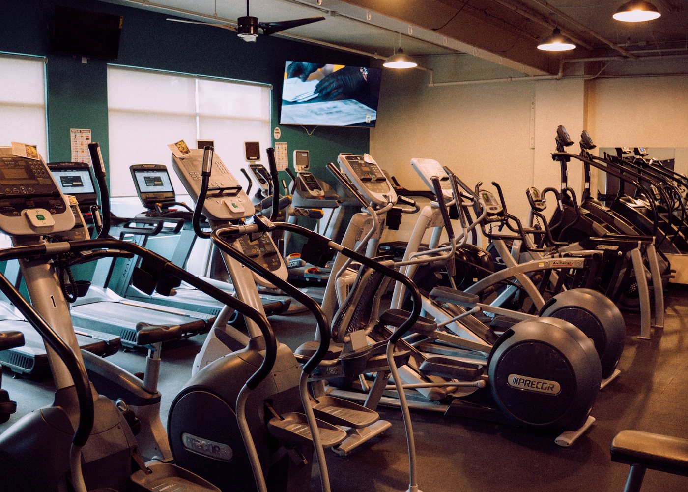 Treadmills along the window