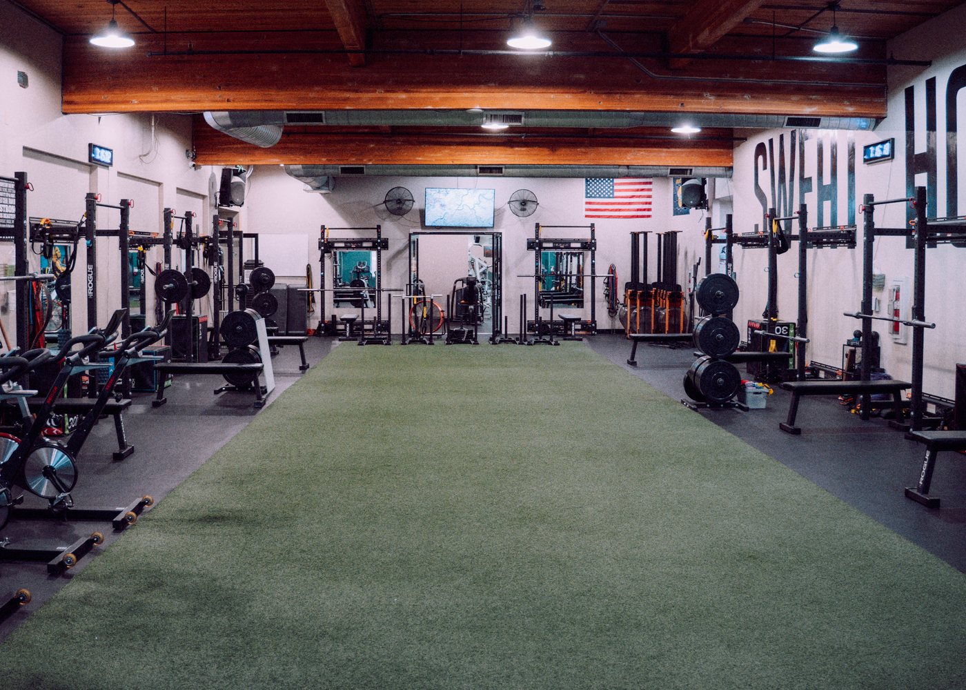 The functional training room under the Sweat House wall